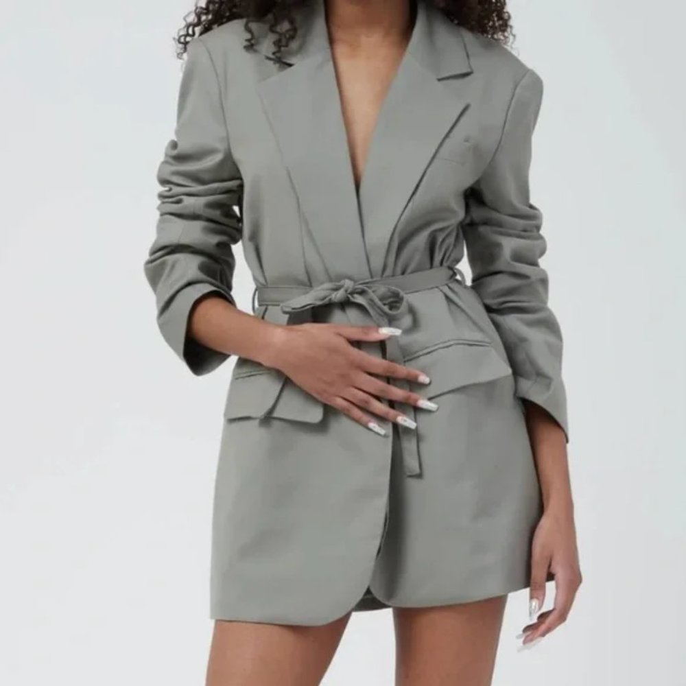 Lioness Sage Gray Belted Blazer Dress - Picture 4 of 8